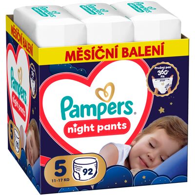 PAMPERS Plenkové kalhotky, Pants Night Velikost 5, 92 ks PAMPERS Plenkové kalhotky, Pants Night Velikost 5, 92 ks