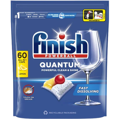 FINISH Quantum All-in-1 Lemon tablety do myčky nádobí 60 ks FINISH Quantum All-in-1 Lemon tablety do myčky nádobí 60 ks