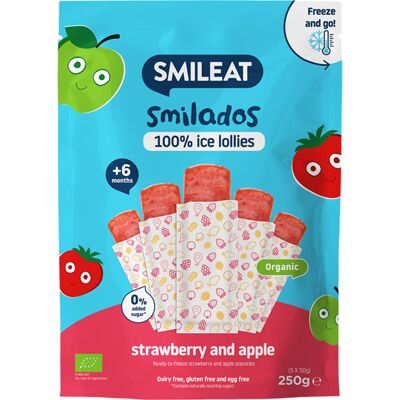 SMILEAT BIO 100% ovocné zmrzlinky k zamražení jahoda & jablko 6M+ 5 x 50 g SMILEAT BIO 100% ovocné zmrzlinky k zamražení jahoda & jablko 6M+ 5 x 50 g
