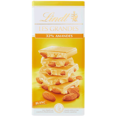 LINDT Lindt Les Grandes Bílá čokoláda s celými kousky mandlí 150 g LINDT Lindt Les Grandes Bílá čokoláda s celými kousky mandlí 150 g