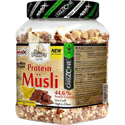 AMIX Mr. Popper´s Protein Müsli, Banán-čokoláda 500 g AMIX Mr. Popper´s Protein Müsli, Banán-čokoláda 500 g