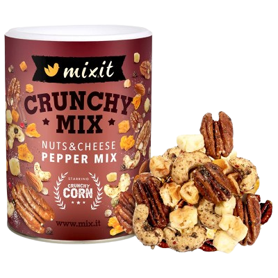 MIXIT Crunchy mix - Sýr, crunchy corn a oříšky s barevným pepřem 300 g MIXIT Crunchy mix - Sýr, crunchy corn a oříšky s barevným pepřem 300 g