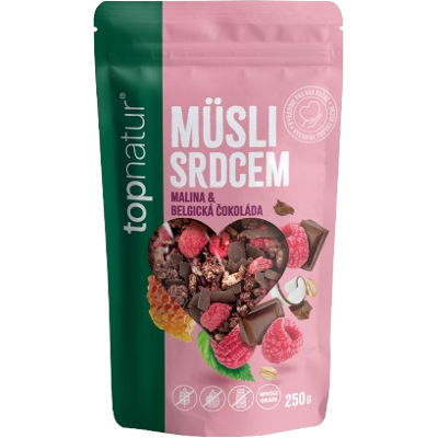 TOPNATUR Müsli srdcem Malina & Belgická čokoláda 250 g TOPNATUR Müsli srdcem Malina & Belgická čokoláda 250 g