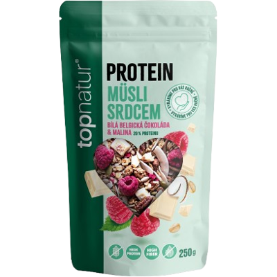 TOPNATUR Protein Müsli srdcem Malina & Bílá čokoláda 250 g TOPNATUR Protein Müsli srdcem Malina & Bílá čokoláda 250 g