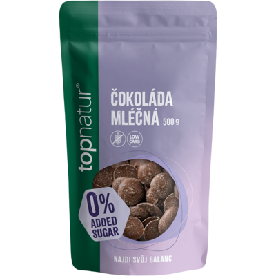 TOPNATUR No Added Sugar Čokoláda mléčná 500 g TOPNATUR No Added Sugar Čokoláda mléčná 500 g