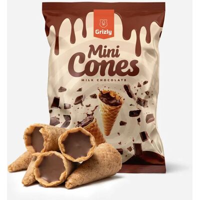 GRIZLY Mini kornoutky s mléčnou čokoládou 150 g GRIZLY Mini kornoutky s mléčnou čokoládou 150 g