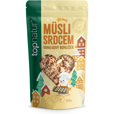 TOPNATUR Vánoční Müsli srdcem Vanilkový rohlíček 300 g TOPNATUR Vánoční Müsli srdcem Vanilkový rohlíček 300 g