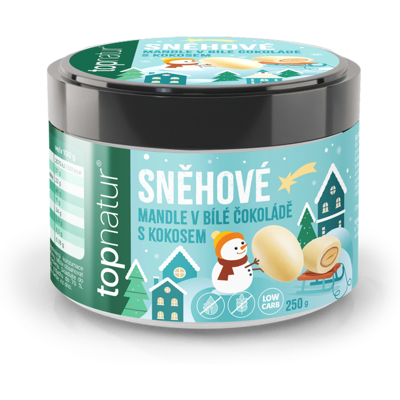 TOPNATUR Vánoční sněhové mandle v bílé LC čokoládě s kokosem 250 g TOPNATUR Vánoční sněhové mandle v bílé LC čokoládě s kokosem 250 g