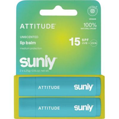 ATTITUDE Minerální balzám na rty Sunly SPF 15 bez vůně - duopack 2 x 4.25 g ATTITUDE Minerální balzám na rty Sunly SPF 15 bez vůně - duopack 2 x 4.25 g