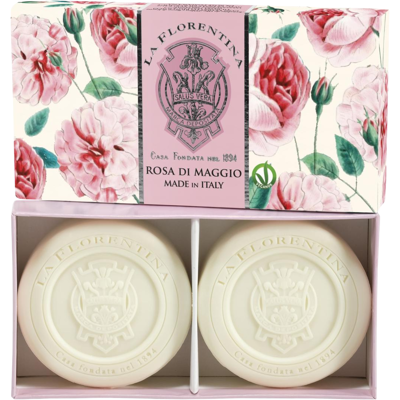 La Florentina Rose of May Sculpted Soap - Přírodní růžová vůně 2 kusy La Florentina Rose of May Sculpted Soap - Přírodní růžová vůně 2 kusy