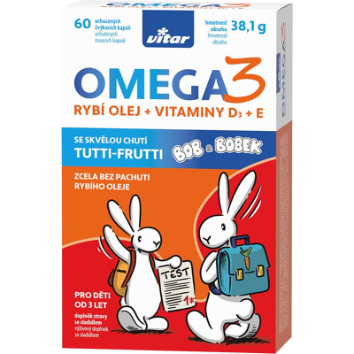 VITAR Kids Omega 3 - Podpora Mozku, Očí, Srdce - 60 Kapslí VITAR Kids Omega 3 - Podpora Mozku, Očí, Srdce - 60 Kapslí