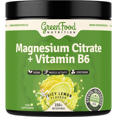 GreenFood Nutrition Citrát hořčíku + vitamín B6 - Podporuje nervový systém a svaly GreenFood Nutrition Citrát hořčíku + vitamín B6 - Podporuje nervový systém a svaly