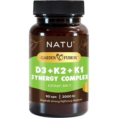 NATU Garden Fusion, Vitamin D3+K2+K1 Synergy Complex 2000 IU, 90 kapslí NATU Garden Fusion, Vitamin D3+K2+K1 Synergy Complex 2000 IU, 90 kapslí