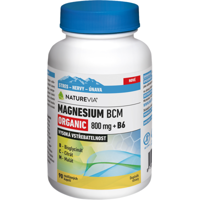 NATUREVIA Magnesium Organic BCM 800mg +B6 90 kapslí NATUREVIA Magnesium Organic BCM 800mg +B6 90 kapslí