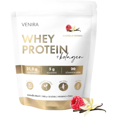 VENIRA whey protein jahoda a malina 1000 g VENIRA whey protein jahoda a malina 1000 g