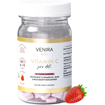 VENIRA vitamin C pro děti jahoda 120 ks VENIRA vitamin C pro děti jahoda 120 ks