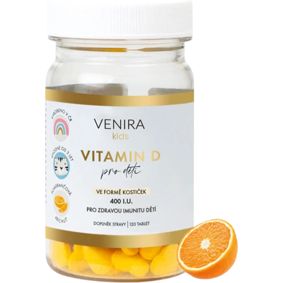 VENIRA vitamin D pro děti pomeranč 120 ks VENIRA vitamin D pro děti pomeranč 120 ks