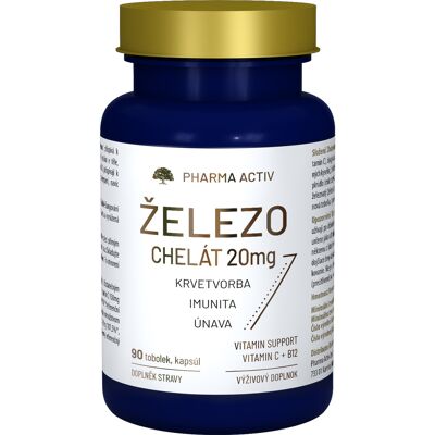 PHARMA ACTIV Železo chelát 20mg 90 tobolek PHARMA ACTIV Železo chelát 20mg 90 tobolek