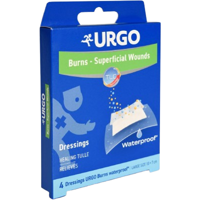 URGO BURNS Voděodolné náplasti na popál.10x7cm 4 ks URGO BURNS Voděodolné náplasti na popál.10x7cm 4 ks