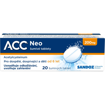 ACC ® NEO 200 mg šumivé 20 tablet 20 šumivých tablet ACC ® NEO 200 mg šumivé 20 tablet 20 šumivých tablet