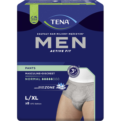 TENA Men Pants Normal Grey L/XL 8 ks TENA Men Pants Normal Grey L/XL 8 ks