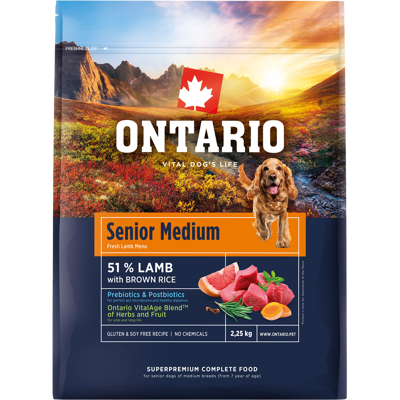 ONTARIO Krmivo Senior Medium Lamb & Brown Rice 2.25 kg ONTARIO Krmivo Senior Medium Lamb & Brown Rice 2.25 kg