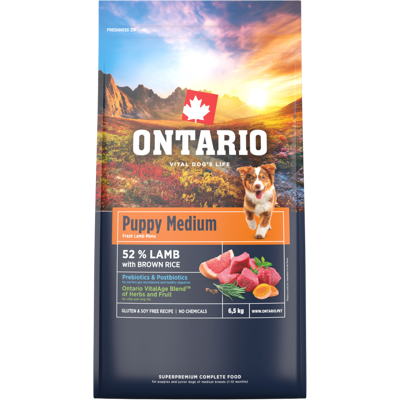 ONTARIO Krmivo Puppy Medium Lamb & Brown Rice 6.5 kg ONTARIO Krmivo Puppy Medium Lamb & Brown Rice 6.5 kg
