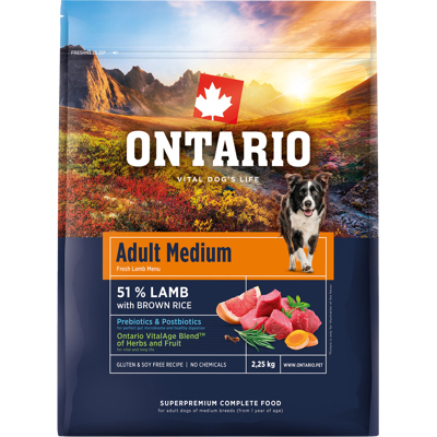 ONTARIO Krmivo Adult Medium Lamb & Brown Rice 2.25 kg ONTARIO Krmivo Adult Medium Lamb & Brown Rice 2.25 kg