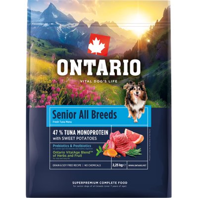ONTARIO Krmivo Senior All Breeds Monoprotein Tuna & Sweet Potatoes 2.25 kg ONTARIO Krmivo Senior All Breeds Monoprotein Tuna & Sweet Potatoes 2.25 kg