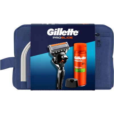 GILLETTE Cestovní sada ProGlide holicí strojek + Fusion gel na holení 200 ml + stojan GILLETTE Cestovní sada ProGlide holicí strojek + Fusion gel na holení 200 ml + stojan