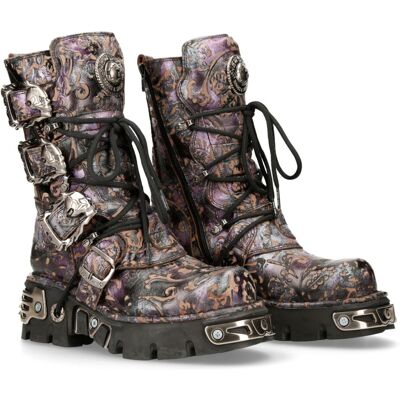 boty kožené unisex - VINTAGE FLOWER LILA - NEW ROCK - M.391-S5 46 - Fialová - unisex boty kožené unisex - VINTAGE FLOWER LILA - NEW ROCK - M.391-S5 46 - Fialová - unisex