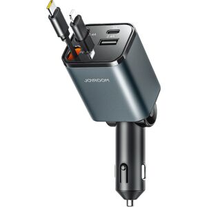 BASEUS JOYROOM JR-CCL05 30W 4v1 Nabíječka do auta s integrovanými kabely USB-C / Lightning tmavě šedá BASEUS JOYROOM JR-CCL05 30W 4v1 Nabíječka do auta s integrovanými kabely USB-C / Lightning tmavě šedá