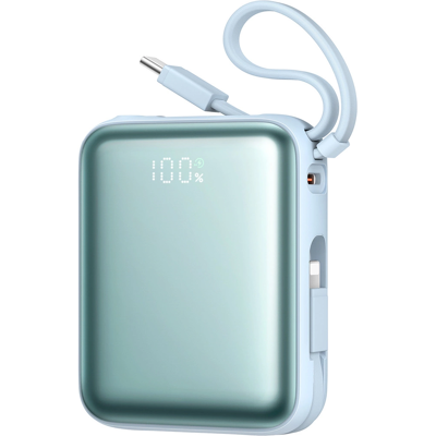 JOYROOM JR-PBF27 22.5W Externí nabíječka se zabudovaným kabelem 10 000 mAh modrá JOYROOM JR-PBF27 22.5W Externí nabíječka se zabudovaným kabelem 10 000 mAh modrá