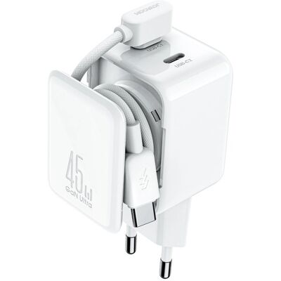 JOYROOM JR-TCL05 45W GaN Síťová nabíječka s kabelem USB-C bílá JOYROOM JR-TCL05 45W GaN Síťová nabíječka s kabelem USB-C bílá