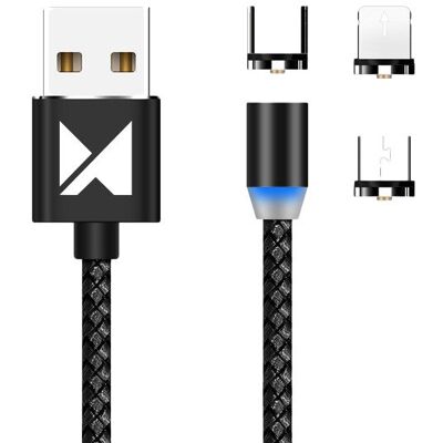 WOZINSKY WMC-01 Magnetický kabel ( USB Type-C / micro USB / Lightning ) 1m černý WOZINSKY WMC-01 Magnetický kabel ( USB Type-C / micro USB / Lightning ) 1m černý