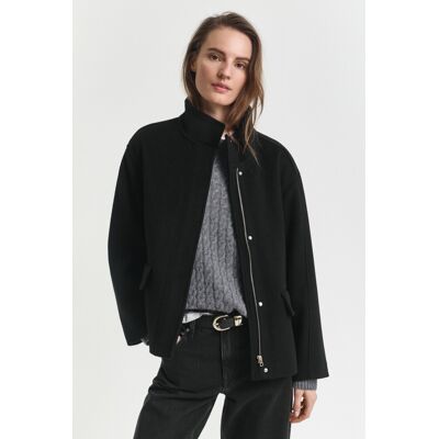 BUNDA GANT SHORT WOOL JACKET WITH ZIP BLACK L female BUNDA GANT SHORT WOOL JACKET WITH ZIP BLACK L female