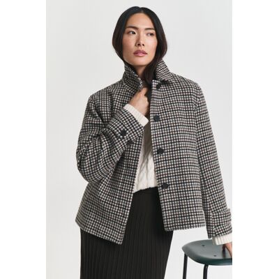 KABÁT GANT CHECKED SHORT WOOL BLEND CAR COAT PUTTY S female KABÁT GANT CHECKED SHORT WOOL BLEND CAR COAT PUTTY S female