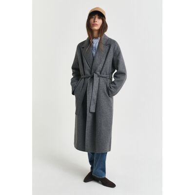 KABÁT GANT HANDSTITCHED BELTED COAT CHARCOAL MELANGE L female KABÁT GANT HANDSTITCHED BELTED COAT CHARCOAL MELANGE L female