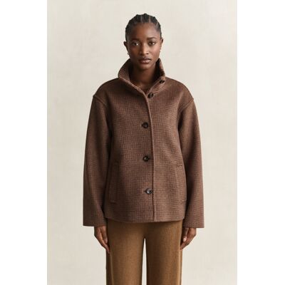 BUNDA GANT CHECKED WOOL BLEND JACKET DEEP BROWN S female BUNDA GANT CHECKED WOOL BLEND JACKET DEEP BROWN S female