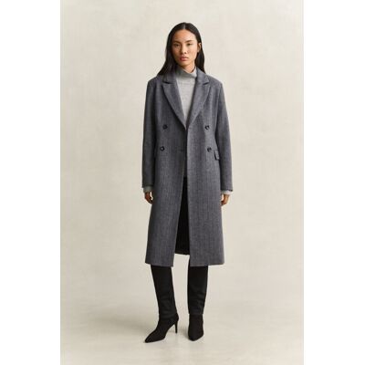 KABÁT GANT TAILORED STRIPED WOOL BLEND COAT CHARCOAL MELANGE XXL female KABÁT GANT TAILORED STRIPED WOOL BLEND COAT CHARCOAL MELANGE XXL female