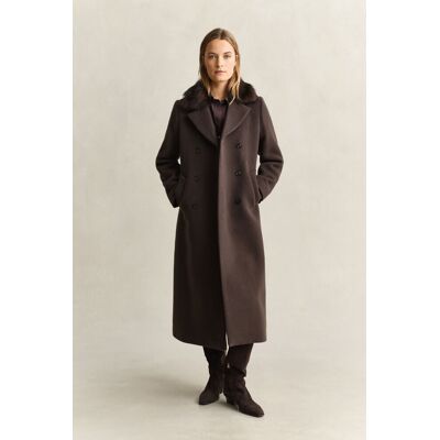 KABÁT GANT SHEARLING COLLAR WOOL BLEND COAT DEEP BROWN M female KABÁT GANT SHEARLING COLLAR WOOL BLEND COAT DEEP BROWN M female
