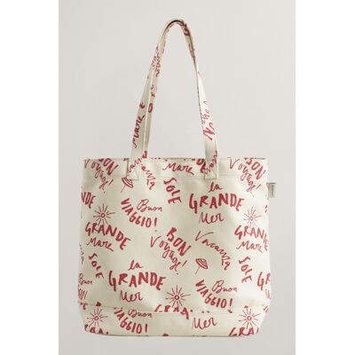 TAŠKA GANT TEXT PRINTED CANVAS TOTE BAG CREAM female TAŠKA GANT TEXT PRINTED CANVAS TOTE BAG CREAM female