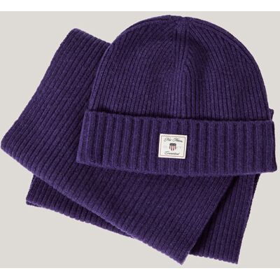 SET ČEPICE A ŠÁLA GANT BEANIE SCARF GIFT SET PANSY PURPLE female SET ČEPICE A ŠÁLA GANT BEANIE SCARF GIFT SET PANSY PURPLE female
