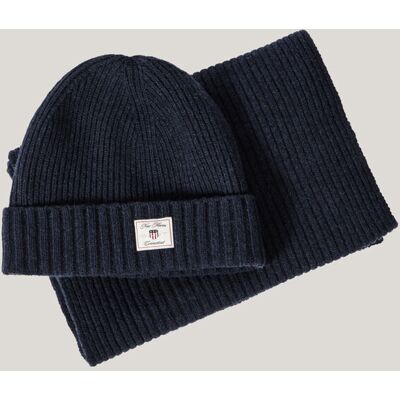 SET ČEPICE A ŠÁLA GANT BEANIE SCARF GIFT SET EVENING BLUE male SET ČEPICE A ŠÁLA GANT BEANIE SCARF GIFT SET EVENING BLUE male