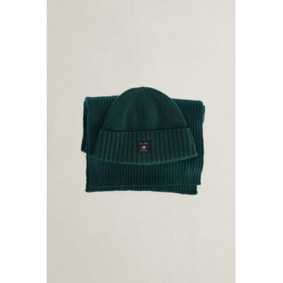 SET ČEPICE A ŠÁLA GANT LABEL BEANIE SCARF GIFT SET DEEP FOREST L/XL unisex SET ČEPICE A ŠÁLA GANT LABEL BEANIE SCARF GIFT SET DEEP FOREST L/XL unisex