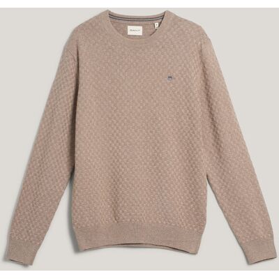 SVETR GANT MICRO TEXTURE C-NECK DK. SAND MELANGE 4XL male SVETR GANT MICRO TEXTURE C-NECK DK. SAND MELANGE 4XL male