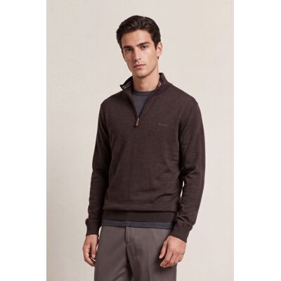 SVETR GANT EXTRAFINE MERINO WOOL HALF ZIP BLACK BROWN MELANGE XL male SVETR GANT EXTRAFINE MERINO WOOL HALF ZIP BLACK BROWN MELANGE XL male