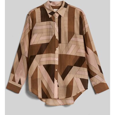 HALENKA GANT REL LETTERS PRINT COT SILK SHIRT ROASTED WALNUT 36 female HALENKA GANT REL LETTERS PRINT COT SILK SHIRT ROASTED WALNUT 36 female