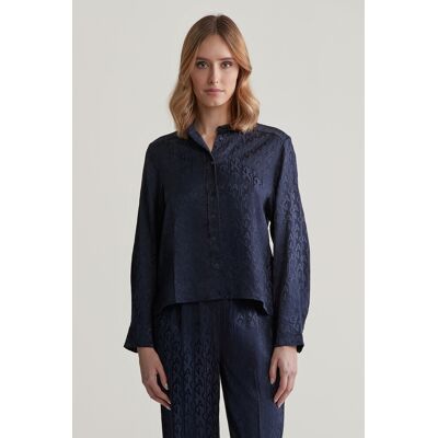 HALENKA GANT REG MONOGRAM JACQUARD BLOUSE EVENING BLUE 36 female HALENKA GANT REG MONOGRAM JACQUARD BLOUSE EVENING BLUE 36 female