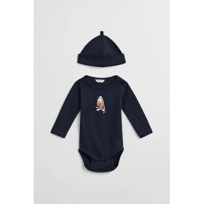 DĚTSKÝ SET GANT DOG PRINT BODY & BEANIE EVENING BLUE 62 unisex DĚTSKÝ SET GANT DOG PRINT BODY & BEANIE EVENING BLUE 62 unisex